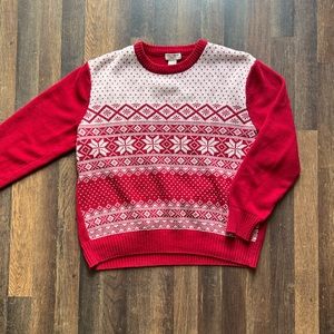 Dockers Men’s Nordic Holiday Christmas Pullover Sweater Red White Vintage Size M